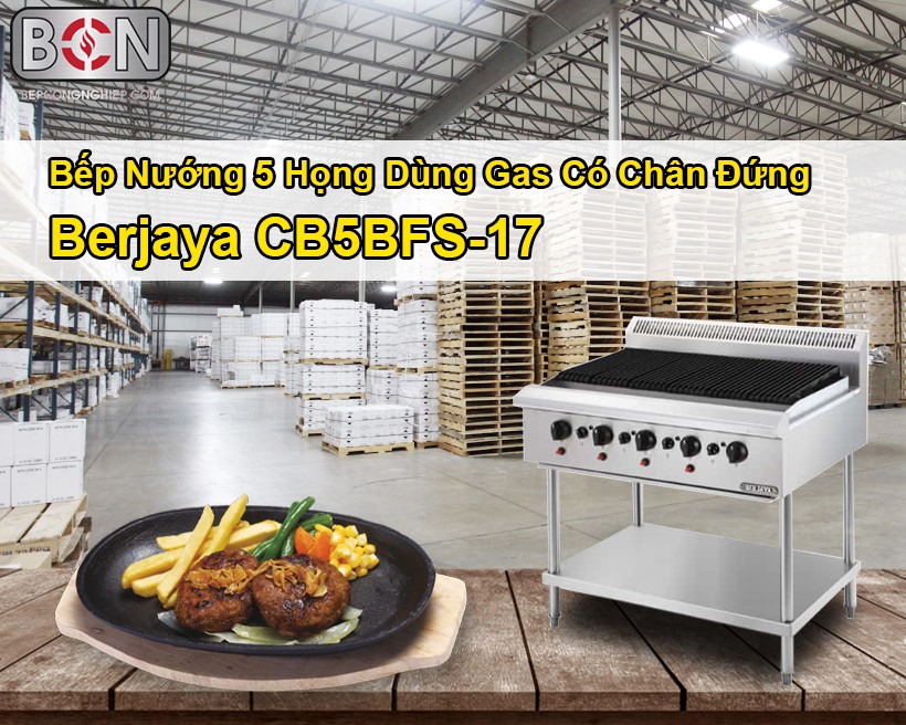bếp nướng 5 họng dùng gas Berjaya Cb5bfs-17