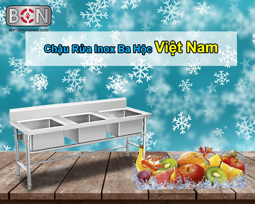 chậu rửa inox ba hộc Việt Nam New 1