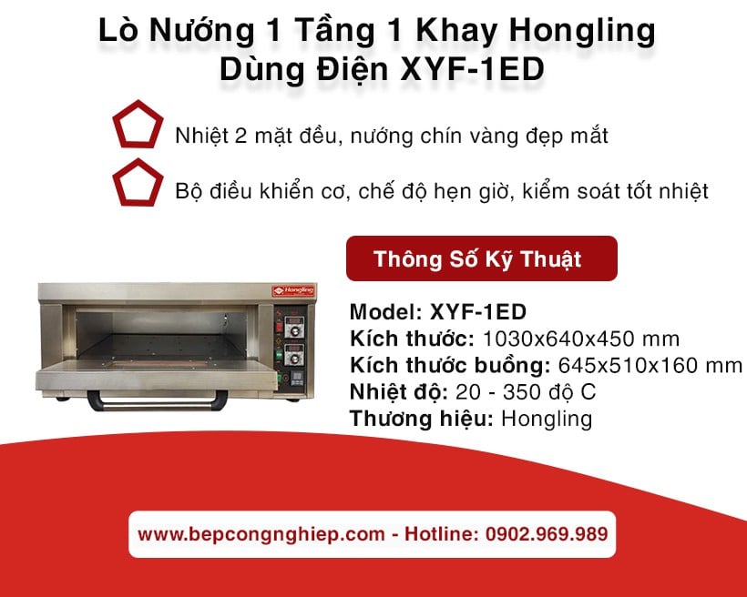 Lò nướng 1 tầng 1 khay Hongling dùng điện Xyf-1ed New