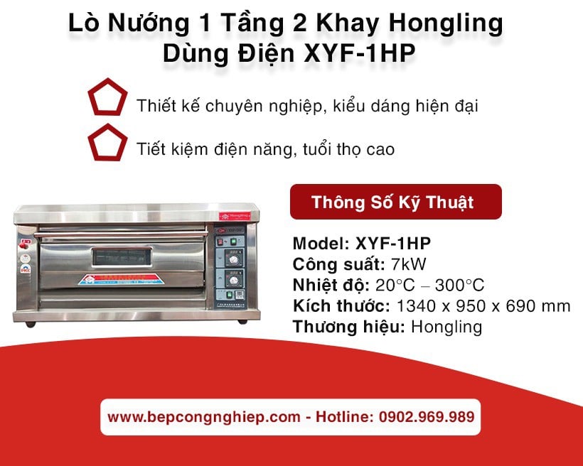 Lò nướng 1 tầng 2 khay Hongling dùng điện Xyf-1hp New