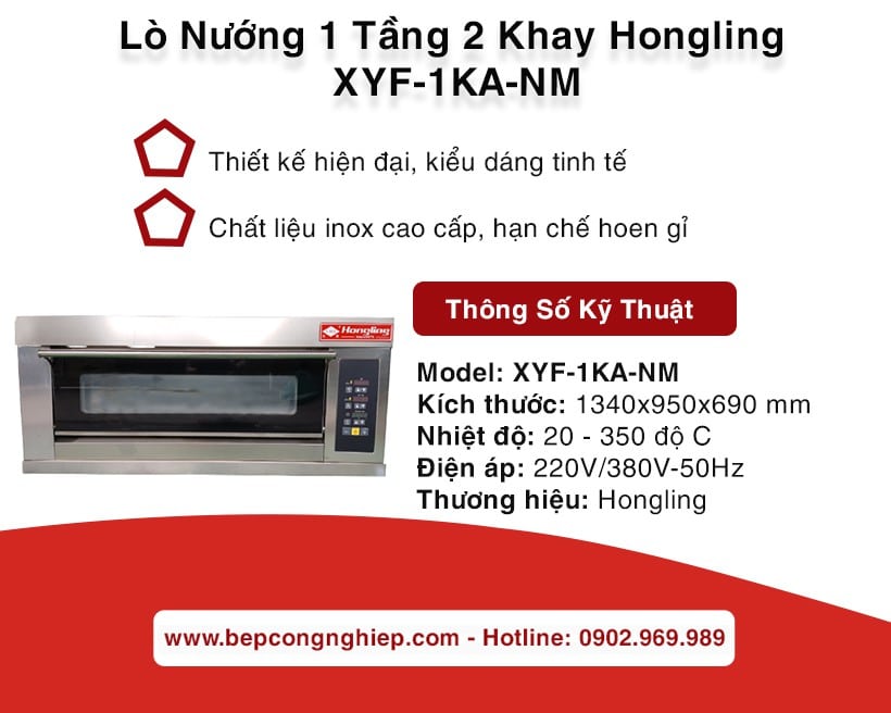 Lò nướng 1 tầng 2 khay Hongling Xyf-1ka-Nm New