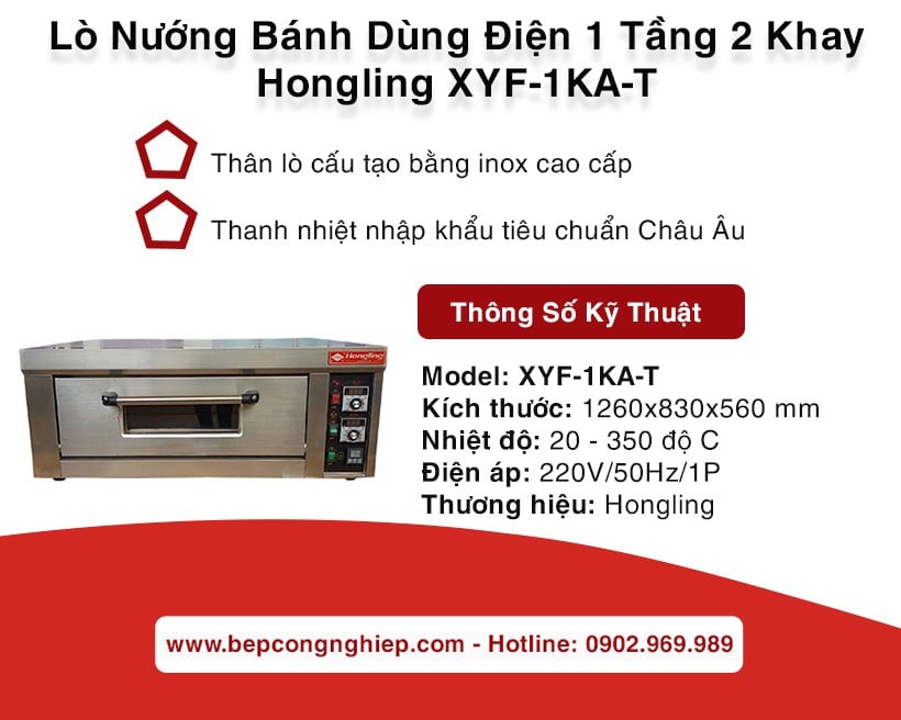 lò nướng bánh dùng điện 1 tầng 2 khay Hongling Xyf-1ka-T-New