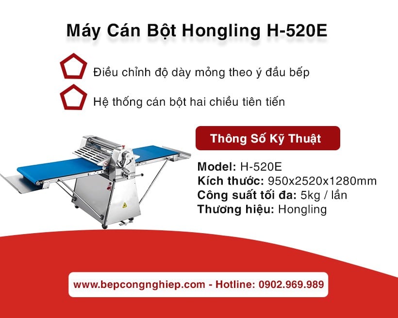 Máy cán bột Hongling H-520e New