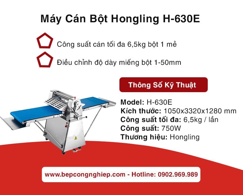 Máy cán bột Hongling H-630e New