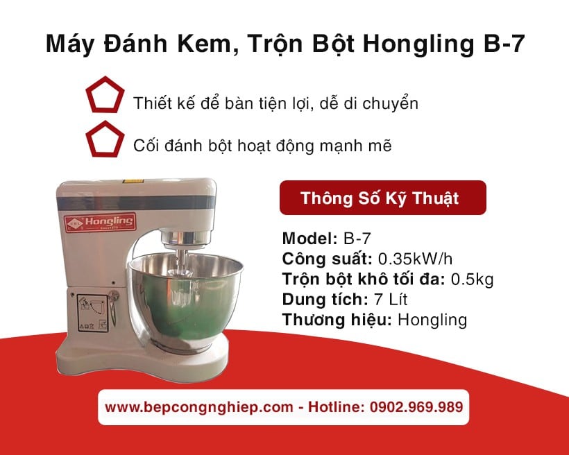 Máy đánh kem trộn bột Hongling B-7 New