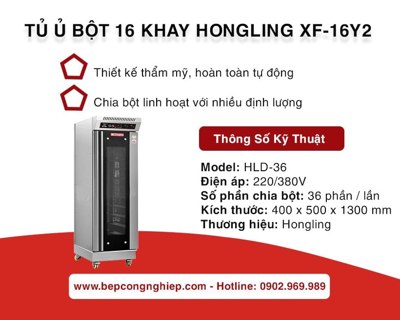 Tủ ủ bột 16 khay Hongling Xf-16y2 New